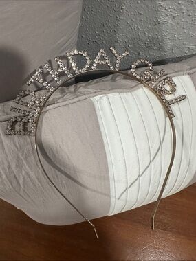 Rhinestone "Birthday Girl" Headband - Silver Sparkle